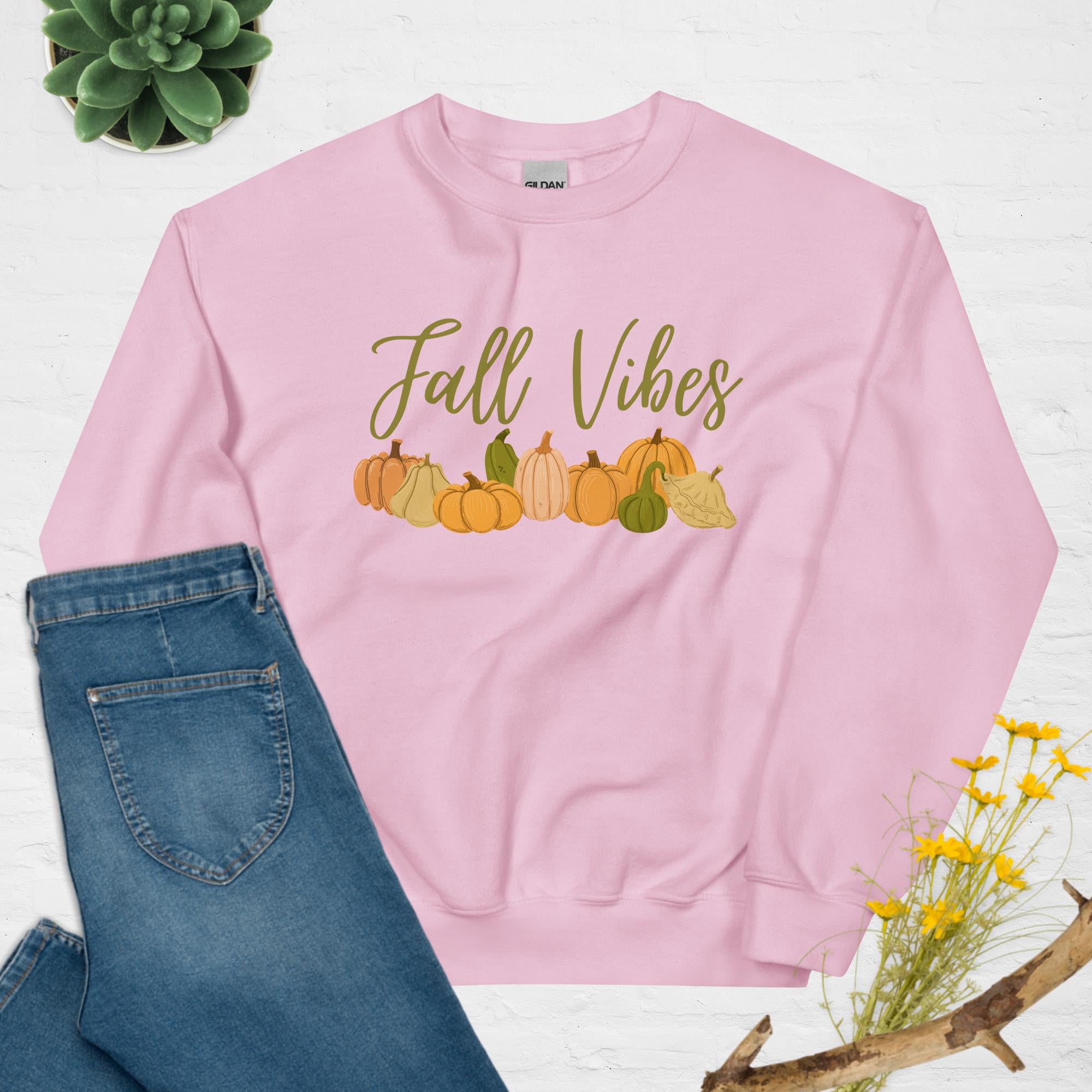 Pumpkin Patch Fall Vibes Olive Unisex Graphic Sweatshirt