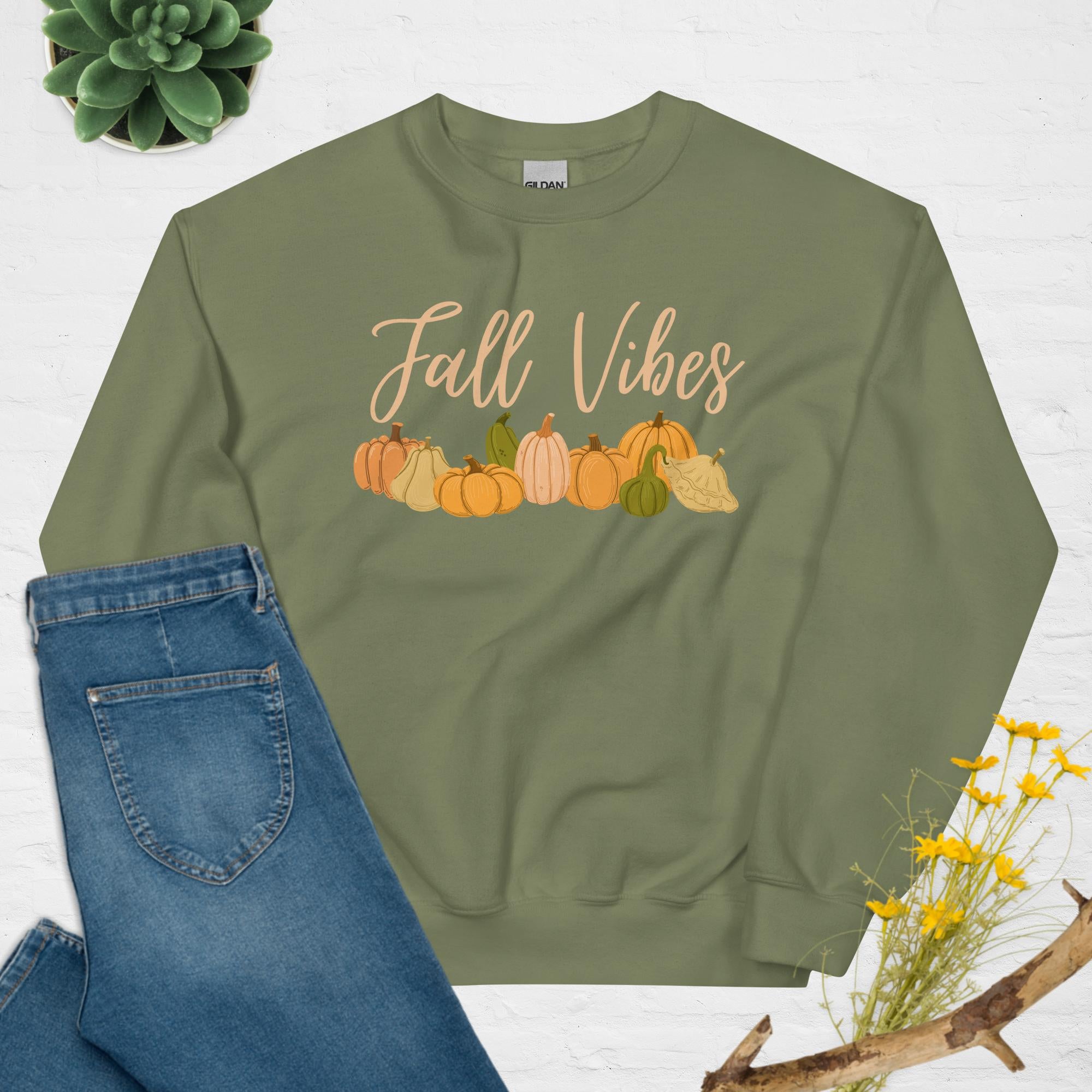 Pumpkin Patch Fall Vibes Tan Unisex Graphic Sweatshirt