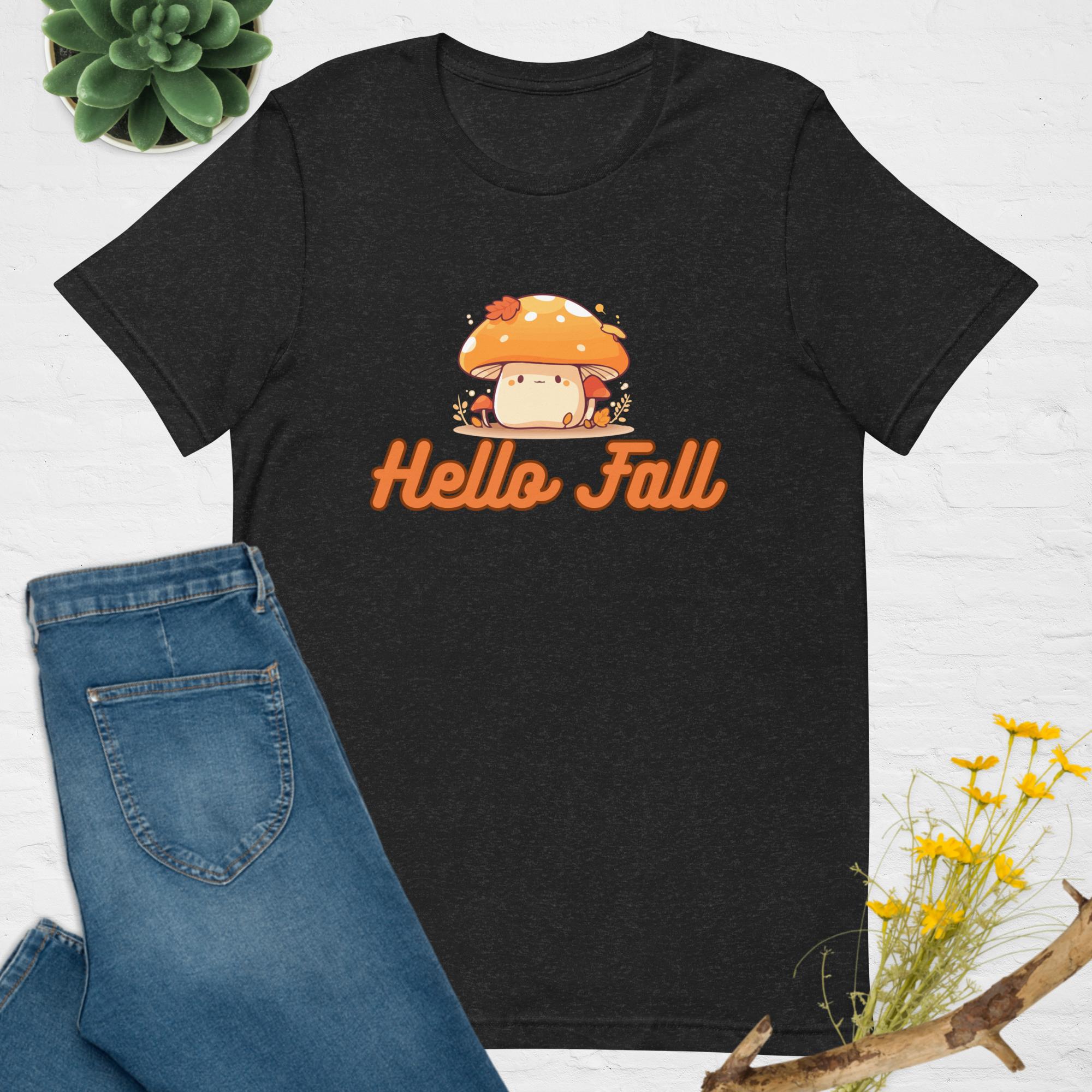 Cute Mushroom Hello Fall Unisex Graphic T-shirt