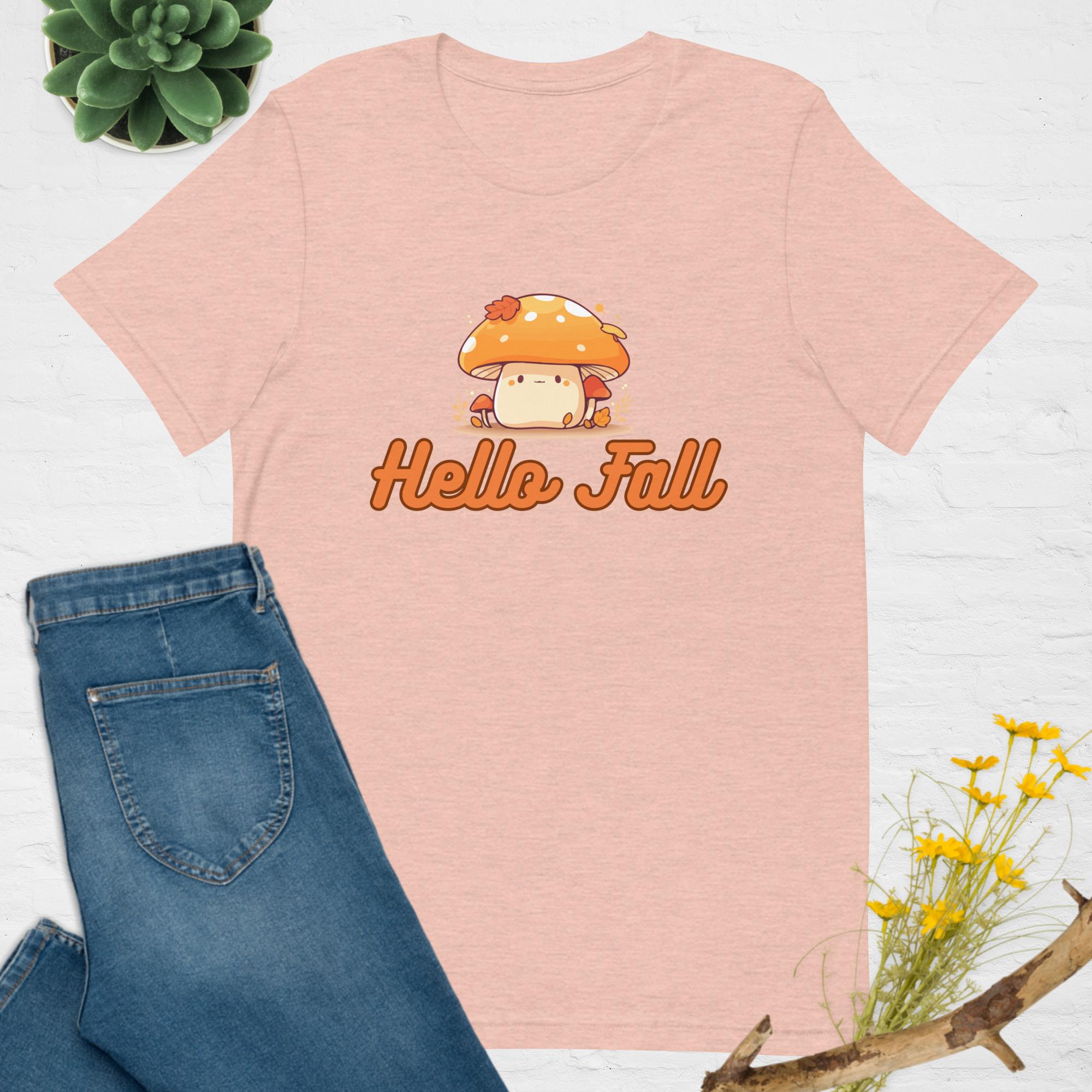 Cute Mushroom Hello Fall Unisex Graphic T-shirt