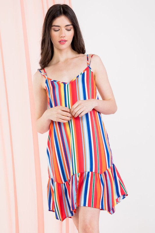 Have Your Fun Multicolored Striped Dress