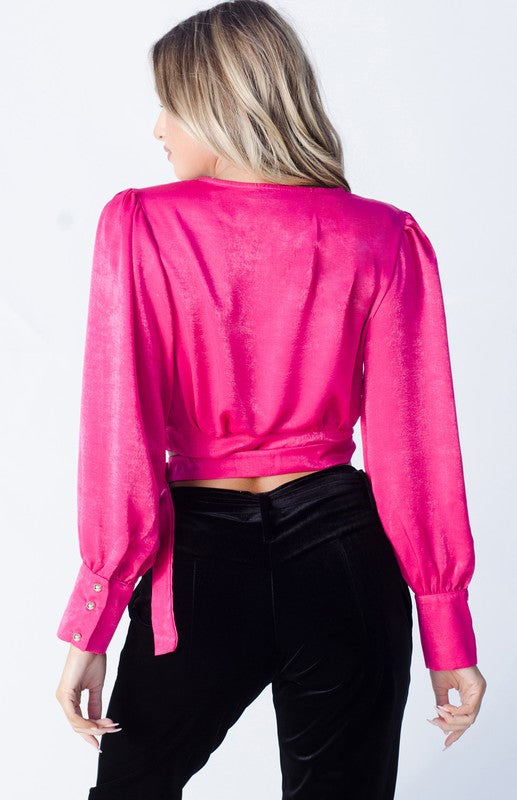 Silky Fuchsia Wrap Top