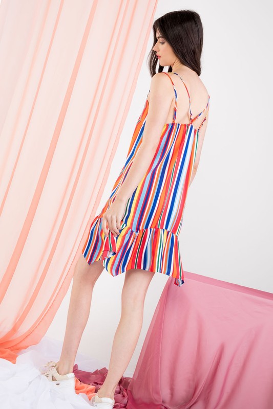 Have Your Fun Multicolored Striped Dress